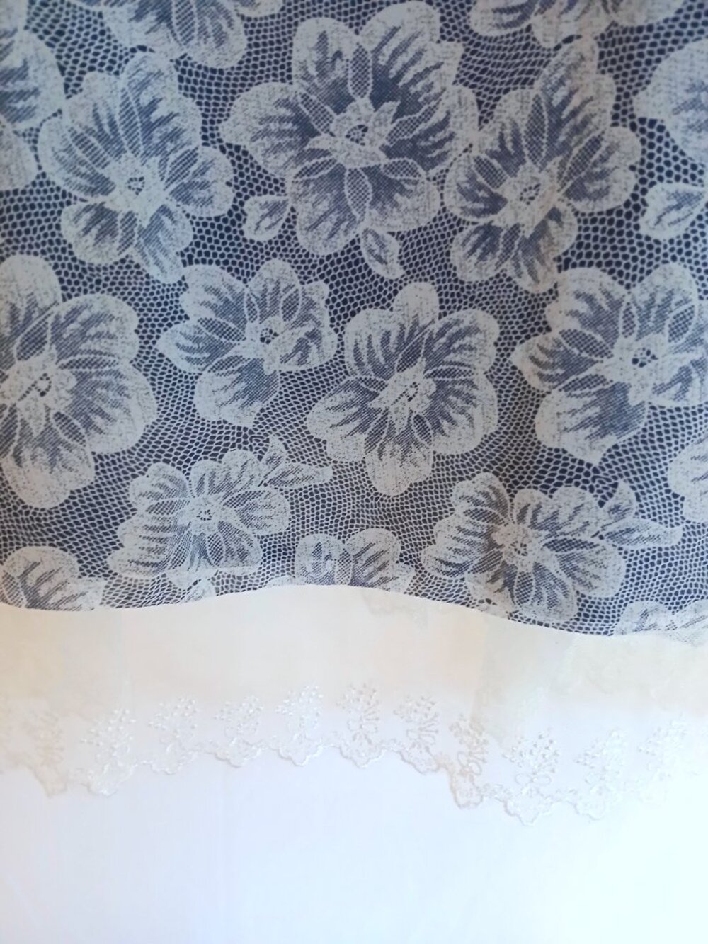 Fashion Week Blue White Floral Lace Print Slip Dress M Boho Cottagecore Feminine - Picture 3 of 9